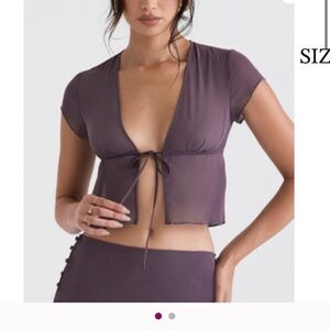 Purple Tie-Front Crop Top